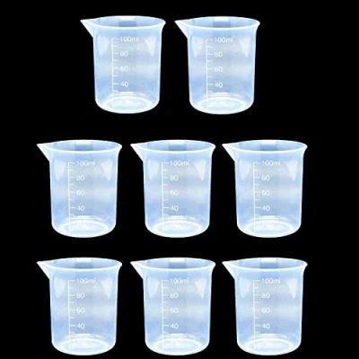 Image of 8 Pcs Epoxy Mixing Cups, 100ml/3.4oz Plastic Graduated Cup Clear Measuring for Paint, Stain, Epoxy, Resin