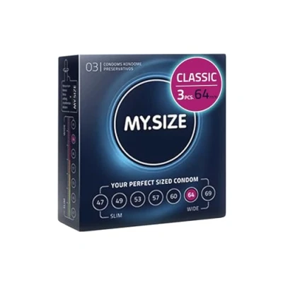 Image of MY.SIZE Classic Condoms Size 6 I 64 mm Width 3 Pieces Trial Pack Premium Extra Thin True to Touch Gossamer 0.07 Wall Thickness Vegan for Men