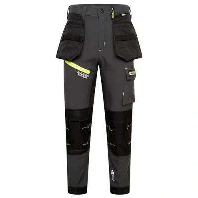 Image of Men&#039;s Aviator Softshell Waterproof Cargo Workwear Trousers with Knee Pad Pockets Grey