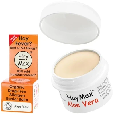 Image of HayMax Allergen Barrier Balm Aloe Vera 5ml Organic, Natural &amp; Non Drowsy Hay Fever Allergy Relief Blocks Pollen, Dust Other Particles Great for Adults, Kids Pregnant Women