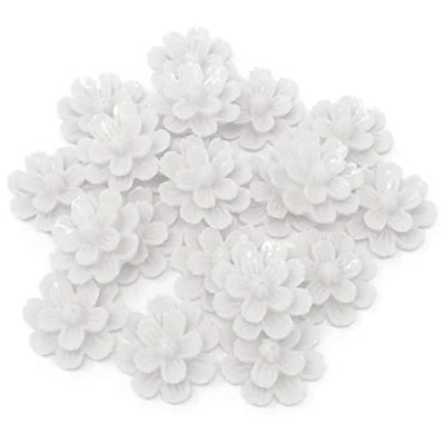 Image of Wedding Touches 20x White 20mm Resin Flower Flatbacks Craft Cardmaking Embellishments
