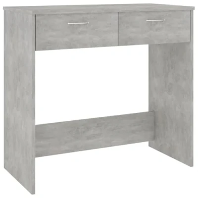 Image of vidaXL Modern Engineered Wood Desk in Concrete Grey, Compact 80x40x75 cm Size, Two Drawers, Easy to Assemble &amp; Clean, Ideal for Study Workspace