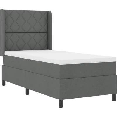 Image of vidaXL Box Spring Bed with Mattress Dark Grey 100x200 cm Fabric