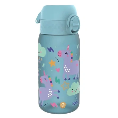 Image of Ion8 Kids Water Bottles, BPA Free, Leakproof, Dishwasher Safe, Easy Open, Secure Lock, Small Boys &amp; Girls Bottle,Kids Drinks Bottle for Spill free Drinking, Blue, Unicorns, 350ml/12oz
