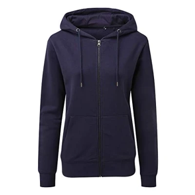 Image of Asquith &amp; Fox Women&#039;s Zip Through Organic Hoodie Blue Large