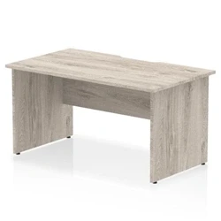 Image of Impulse 1400 x 800mm Scalloped Edge Straight Office Desk Grey Oak Top Panel End Leg