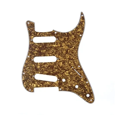 Image of Musiclily 11 Hole SSS Strat Pickguard Scratch Plate for Fender USA/Mexican Standard Stratocaster Modern Style Electric Guitar, 4Ply Bronze Pearl
