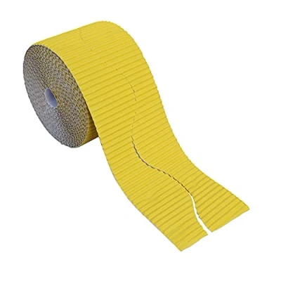 Image of Bright Ideas Corrugated Border Roll for School Displays, Canary, 10cm x 7.5m. BI7886.