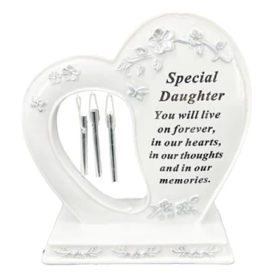 Image of Angraves Special Daughter Graveside Memorial Wind Chime Heart Grave Plaque Ornament Decoration