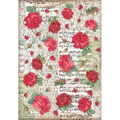Image of Stamperia International Rice Paper Desire Red Roses, Multicoloured, A4