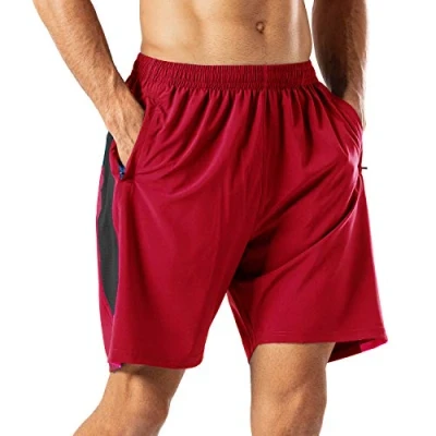 Image of HMIYA Men&#039;s Casual Sports Quick Dry Workout Running or Gym Training Short with Zipper Pockets(Red,3XL)