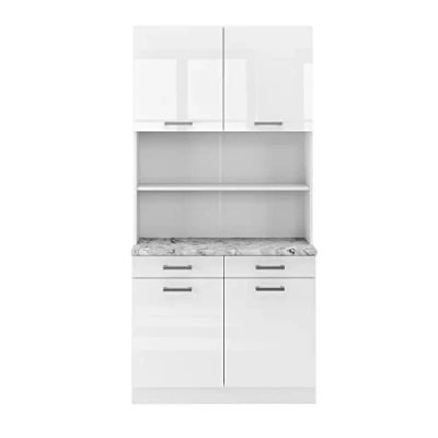 Image of Vicco Kitchen block Raul, White High Gloss, 100 cm, WT Marble