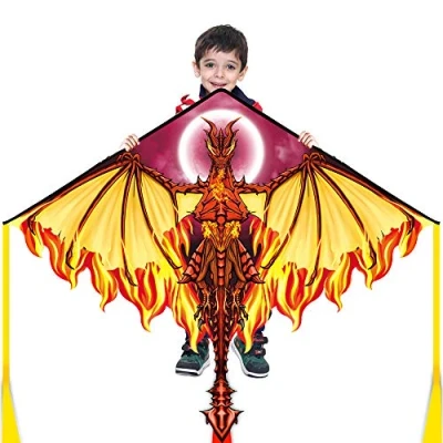 Image of Dragon Kite for Children Adults, Easy to Fly Best Delta Beach Kite, 300ft String Included