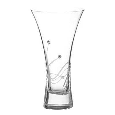 Image of DIAMANTE Trumpet Vase &#039;Glasgow&#039; Small Hand Cut Crystal with Swarovski Crystals 18cm
