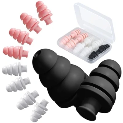 Image of Ear Plugs for Sleeping Noise Cancelling, 5 Pairs Reusable Earplugs Sleeping, Concert, Travel, Work,Snoring, 33dB SNR(3 Colors)
