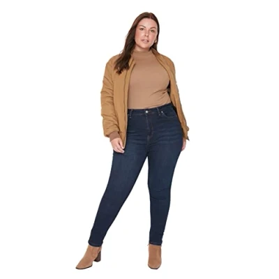 Image of Trendyol FeMan Plus Size High Waist Skinny fit Jeans Navy Blue