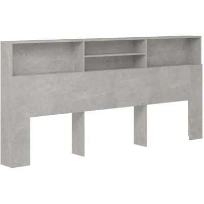 Image of vidaXL Headboard Cabinet Concrete Grey 220x19x103.5 cm
