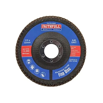Image of Faithfull Aluminium Oxide Flap Disc 115 X 22mm 40 Grit