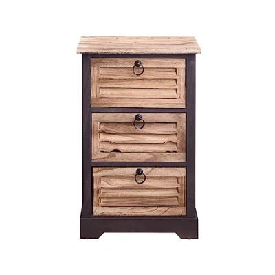 Image of Rebecca Mobili Chest of Drawers Cabinet Bedside 3 Wood Dark Brown Industrial Urban Bathroom Bedroom 63 x 40 27 cm (H W D) Art. RE4549