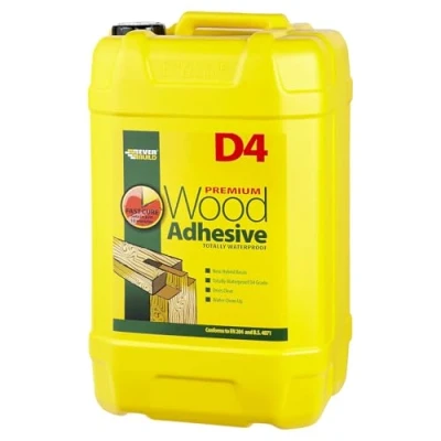Image of Everbuild D4 Premium Wood Adhesive Excellent Bonding Strength White 25 Litre