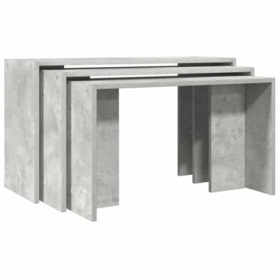 Image of vidaXL 3x Nesting Tables Home Living Room Bedroom Furniture Accessories Accent End Side Nest of Table Nightstand Set Chipboard Concrete Grey