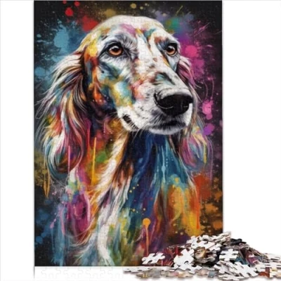 Image of Jigsaw Puzzles 1000 Pieces Saluki painting 100% Recycled Cardboard for Adults &amp; Kids Age 12 Years Up Artists Collection, Fine Art 1000pcs（26x38cm）