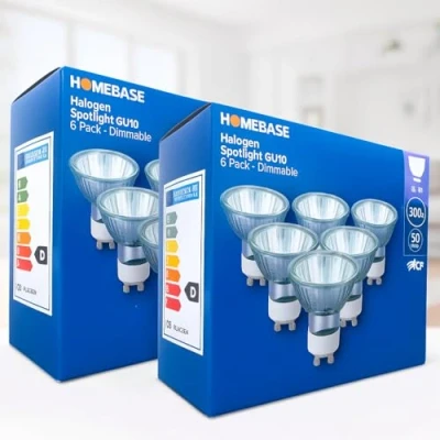 Image of GU10 Halogen Spotlight Bulbs Pack of 12 40W (50W Equivalent) Dimmable Warm White 2800K 300 Lumens 240V 30 Beam Angle (Pack 12)