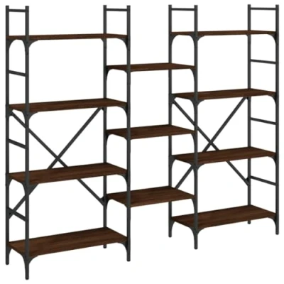Image of vidaXL Modern Brown Oak Freestanding Bookshelf, Engineered Wood Construction, Ideal for Living Room, Office and Bedroom Storage