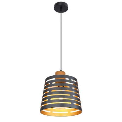Image of Ablona 25cm Cylindrical Pendant Ceiling Light Matt Black 1x E27