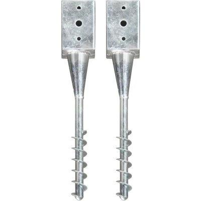 Image of vidaXL Ground Spikes 2 pcs Silver 9x9x56 cm Galvanised Steel