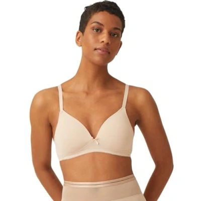 Image of Naturana® Soft Wireless Bra with Cup [Cup A D] Optimal fit &amp; Maximum Support Thanks to Cut Design Wide Straps T Shirt Women&#039;s Without Underwire 42 Light Beige C
