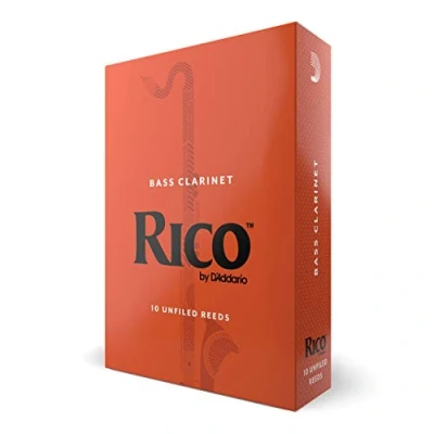 Image of D’Addario Woodwinds Rico Bass Clarinet Reeds for Clarinets Crafted Beginners, Students, Educators Strength 3.5, Pack of 10