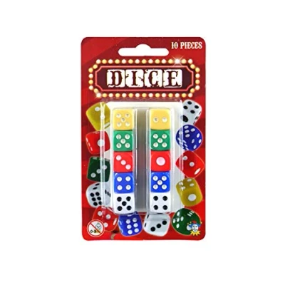 Image of Henbrandt 10 Pack Six Sided Coloured Dice with Rounded Edges 14mm Smooth Rolling D6 Game Set Maths Resource for Family Gameplay, DND, Ludo, Bunco, Farkle and Tenzi