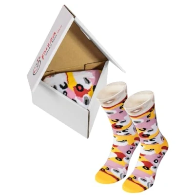 Image of Rainbow Socks Women Men Pizza Box Capriciosa 1 Pair Size 4 7