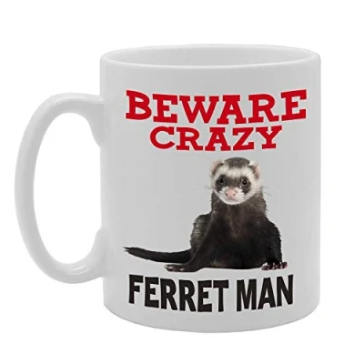 Image of Coralgraph Inc MG4412 Beware Crazy Ferret Man Novelty Gift Printed Tea Coffee Ceramic Mug