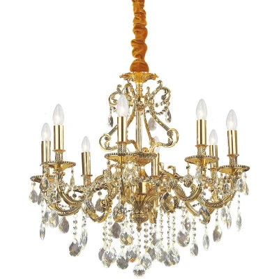 Image of Gioconda 8 Light Crystal Chandelier Antique Gold Finish, E14