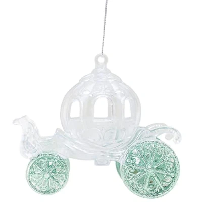 Image of Christmas Concepts® 10cm Glitter Decorated Princess Carriage Decoration (MINT GREEN, 1)