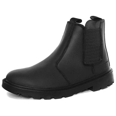 Image of Unisex Black Leather Safety Dealer Boot Grinder, Leather, 15 UK