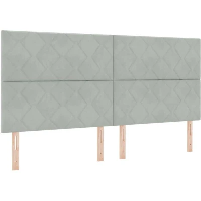 Image of vidaXL Headboard with Diamond Blocks Design in Light Grey Velvet 200 cm