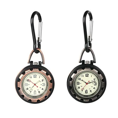 Image of JewelryWe Men Women Clip on Quarzt Watch Backpack Fob Belt Night Light Pocket for Rock Climbing Doctors Nurses Outdoor Activities