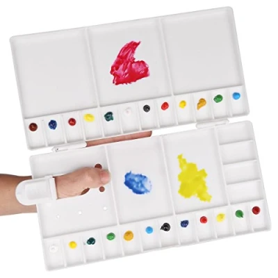 Image of Transon Paint Palette Box 33 Wells for Mixing Gouache, Acrylic and Oil with 1 Brush