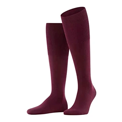 Image of FALKE Men&#039;s Airport M KH Wool Cotton Long Plain 1 Pair Knee High Socks, Red (Barolo 8596), 5.5 6.5