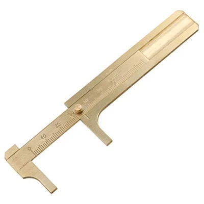 Image of Brass Caliper Vernier Stainless Steel Sliding Gauge Pocket Ruler Measuring Tool Mini Ruler(80mm Length)