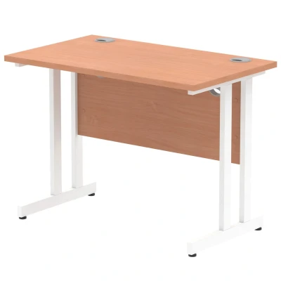 Image of Impulse 1000/600 Rectangle White Cantilever Leg Desk Beech MI001683