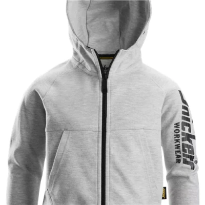 Image of Snickers Junior Logo Full Zip Hoodie Grey Melange 146/152