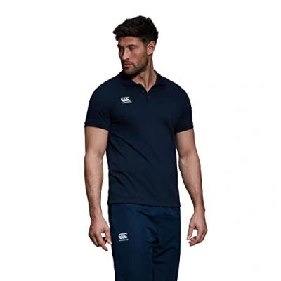 Image of Canterbury Men&#039;s Waimak Cotton Polo Shirt Rugby Casual Top For Long Lasting Comfort, Navy, XL