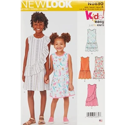 Image of New Look Sewing Pattern N6630 Children&#039;s and Girls&#039; Dresses, Paper, White, Various