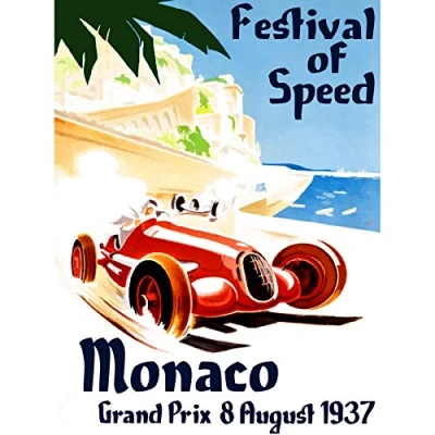Image of Wee Blue Coo Advertisement Grand Prix Car Automobile Festival Of Speed Monaco Large Art Print Poster Wall Decor 18x24 inch