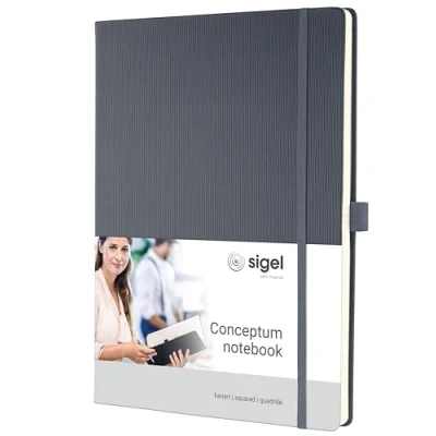 Image of SIGEL CO648 Premium Notebook squaRed, A4, hardcover, Grey Conceptum