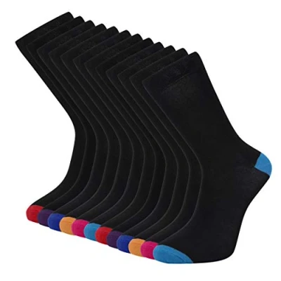 Image of Cob Stallion Black Socks in Argyle, Heel and Toe Styles, Multipack 6 11 UK, Pack of 12 Pairs (Heel Toe, 12)